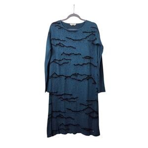 Skunkfunk Euba Deep Teal Sustainable Cotton Modal Midi Sweater Dress, Large